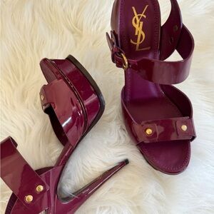 Yves Saint Laurent Deep Red Patent Heels